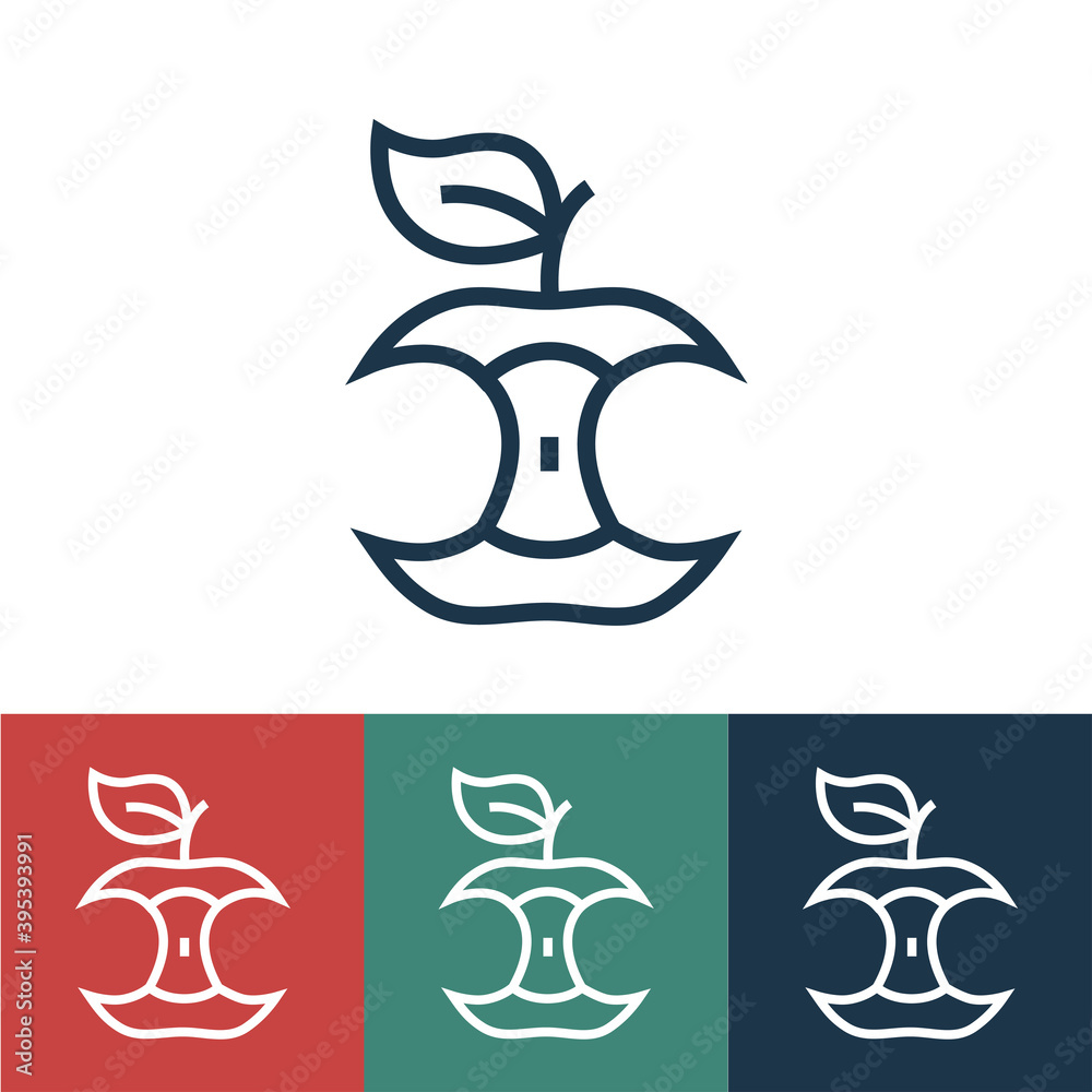 Linear vector icon with apple core Linear vector icon with apple core
