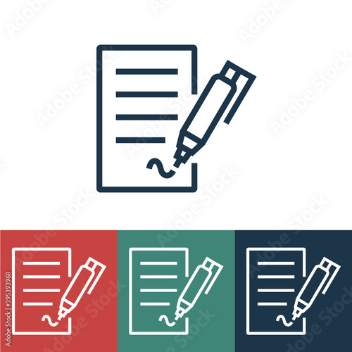 Line icon put signature on document