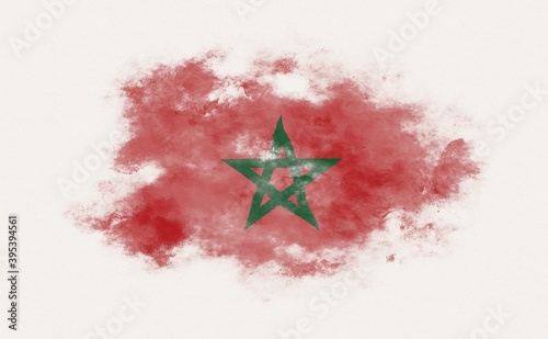 Fotografi Painted national flag of Morocco.