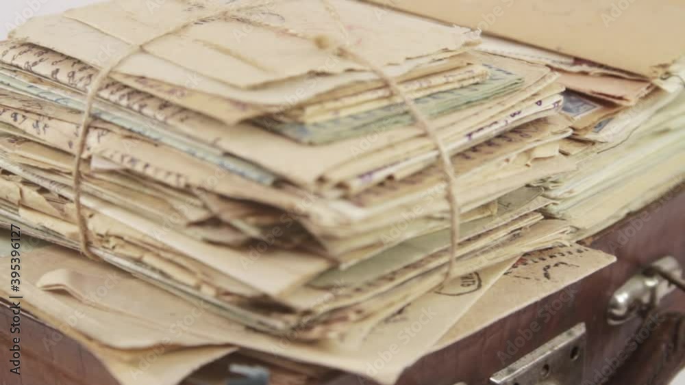 Old postal letters in suitcase Old postal letters in suitcase