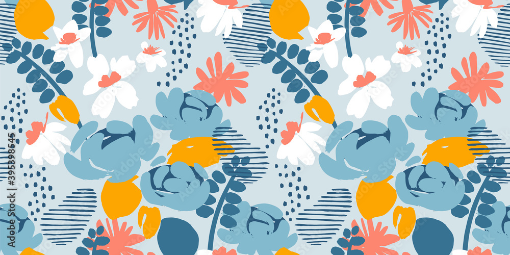 Floral abstract seamless pattern. Vector design for different surfases. Floral abstract seamless pattern. Vector design for different surfases.