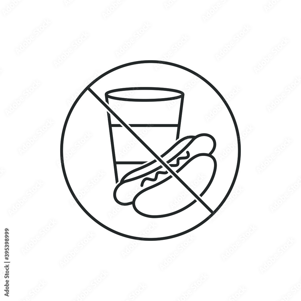 No food and no drinks allowed sign isolated on white background. Vector illustration No food and no drinks allowed sign isolated on white background. Vector illustration