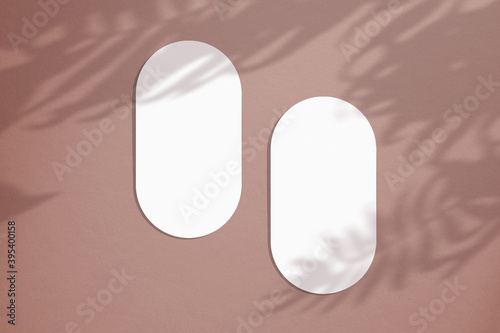 Mockup cards in a minimalistic style. Blank oval form with rounded edges. Perfect for wedding invitation and greeting card.