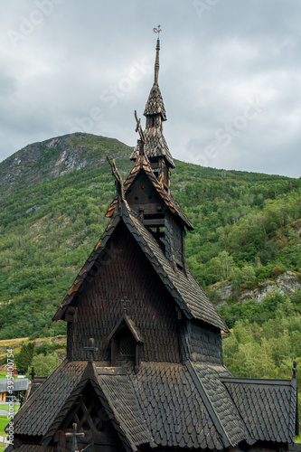 Borgund Stave Church, Built 1200 Sogn Og, Norway, wooden black church photo