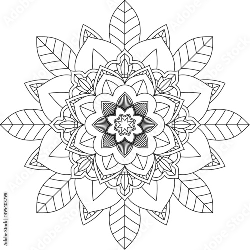 Easy Mandala coloring book simple and basic for beginners, seniors and children. Set of Mehndi flower pattern for Henna drawing and tattoo. Decoration in ethnic oriental, Indian style.