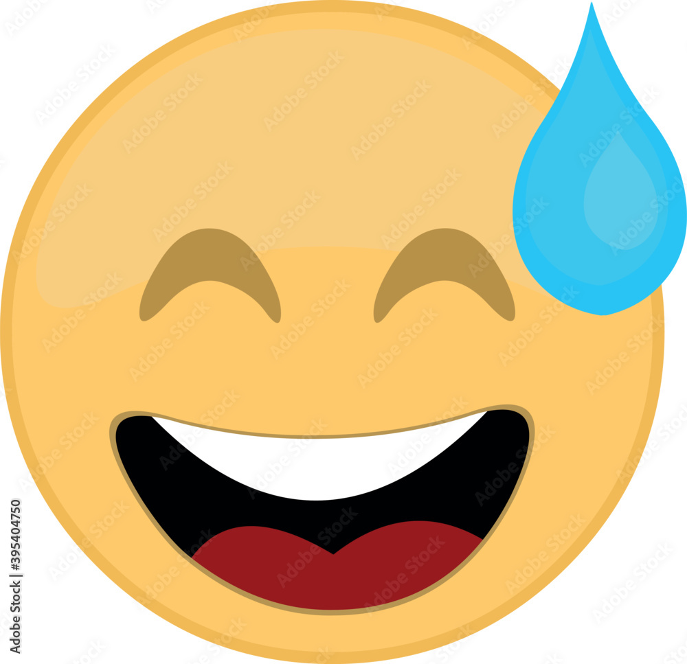 Vector illustration of emoji with a drop of sweat Stock Vector | Adobe ...