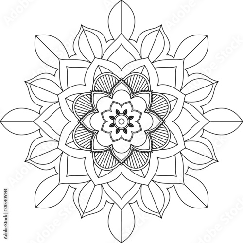 Easy Mandala coloring book simple and basic for beginners  seniors and children. Set of Mehndi flower pattern for Henna drawing and tattoo. Decoration in ethnic oriental  Indian style.