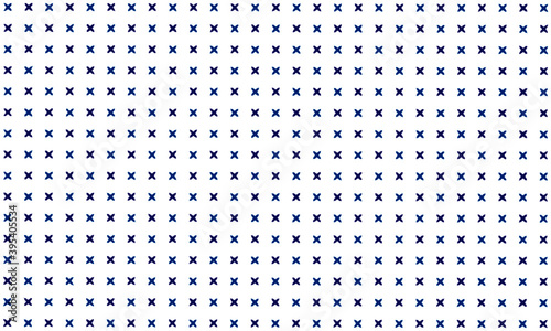 geometric pattern of small crosses in blue tones.