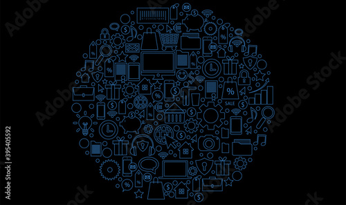 sfondo, icone, simboli, oggetti, cerchio, 