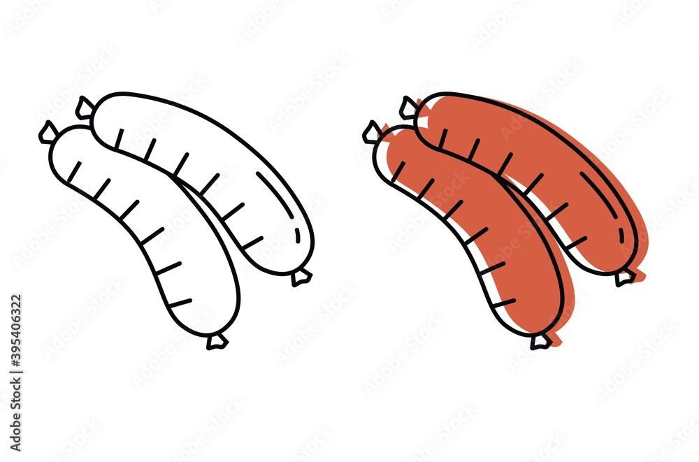 sausages from natural meat. Top quality farm products. Vector icons in flat style sausages from natural meat. Top quality farm products. Vector icons in flat style