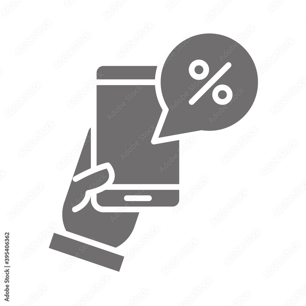 hand with smartphone offer shopping ecommerce in silhouette style icon hand with smartphone offer shopping ecommerce in silhouette style icon