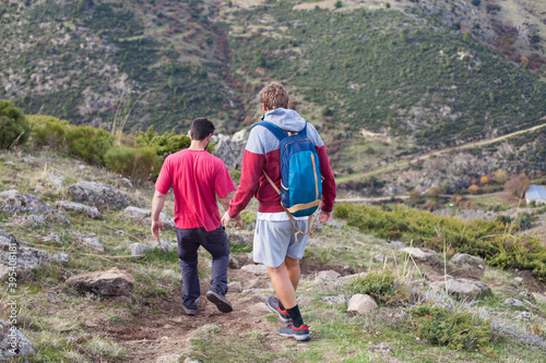 Two male friends hiking in the mountains © CarlosGutierrez