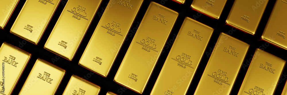 Stack of Golden Bars in the Bank Vault Abstract Background Stack of Golden Bars in the Bank Vault Abstract Background