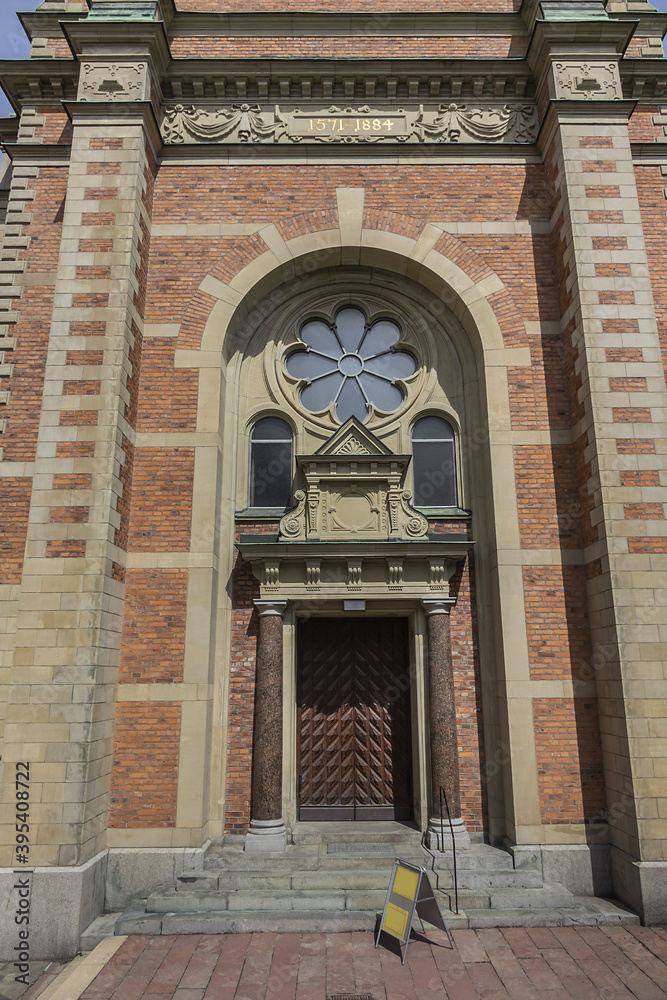 German church (Tyska kyrkan or Sankta Gertrud, XIV century) in Gamla stan - Old Town in central Stockholm. Church is dedicated to Saint Gertrude, abbess of Benedictine monastery. Stockholm, Sweden.