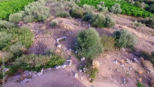 Aerial footage of the ancient Pyramid of Hellinikon, Argolid, Greece photo