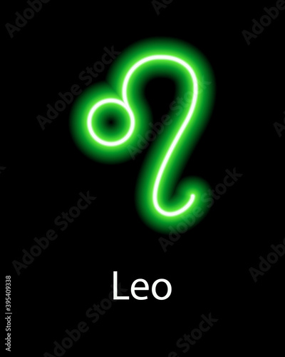 Wallpaper Mural Green neon zodiac sign Leo with caption. Predictions, astrology, horoscope.
 Torontodigital.ca