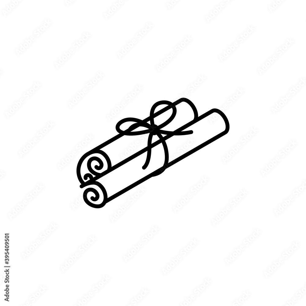 Cinnamon sticks vector icon in trendy minimalist style. Cute cinnamon sticks isolated on white background Cinnamon sticks vector icon in trendy minimalist style. Cute cinnamon sticks isolated on white background