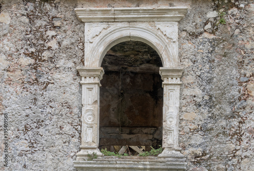 Ruins of an abandoned monastery in the remote village in the mountains of Southern Crete  Greece