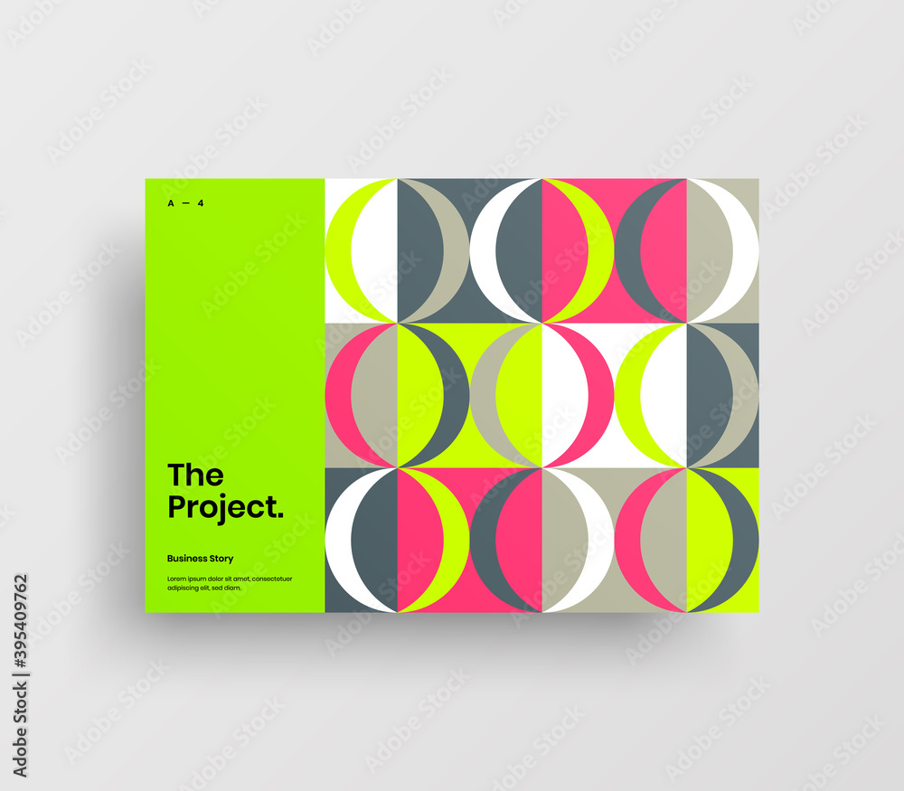 Creative business abstract horizontal front page vector mock up. Corporate geometric report cover illustration design layout. Company identity brochure template.