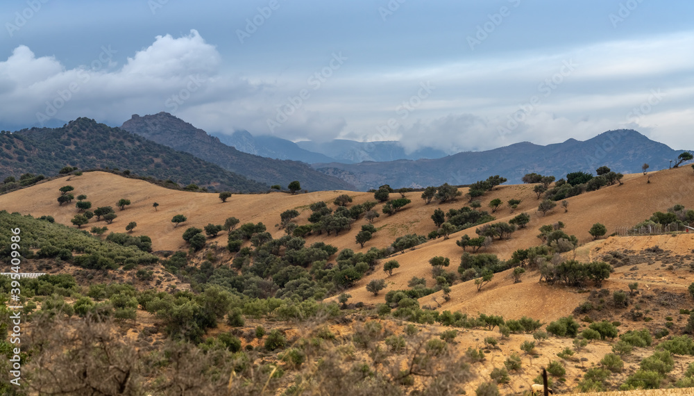 Beautiful mediterranean mountain landscapes near Matala, Southern Crete, Greece