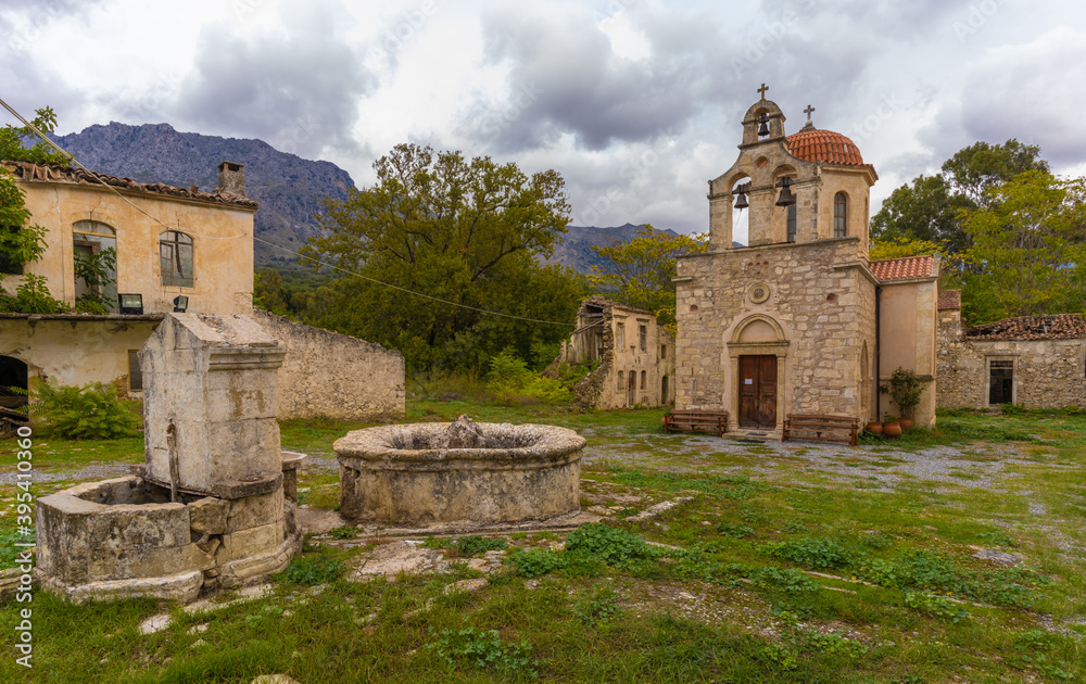 Ruins of an abandoned monastery in the remote village in the mountains of Southern Crete, Greece Ruins of an abandoned monastery in the remote village in the mountains of Southern Crete, Greece