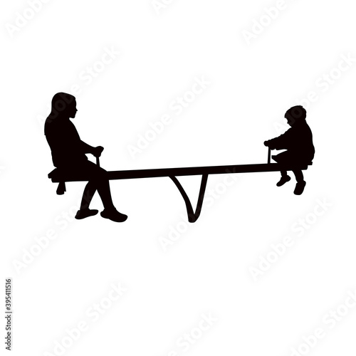 children playing at park, silhouette vector