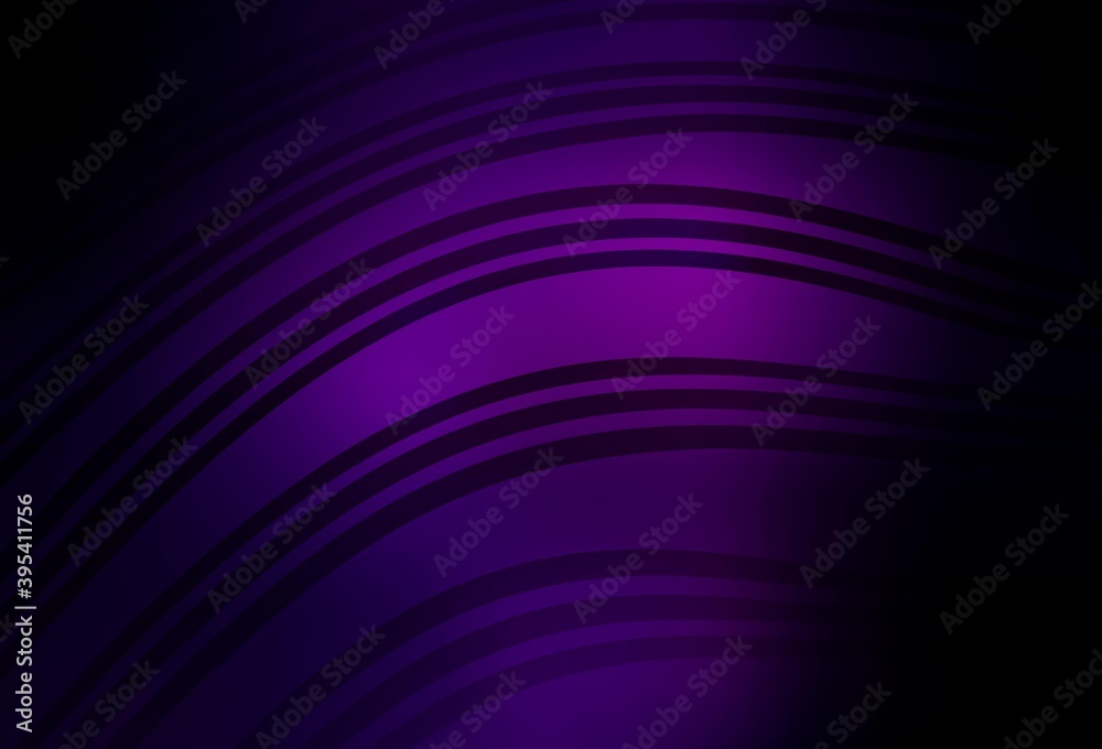 Fototapeta premium Dark Purple vector pattern with curved lines.