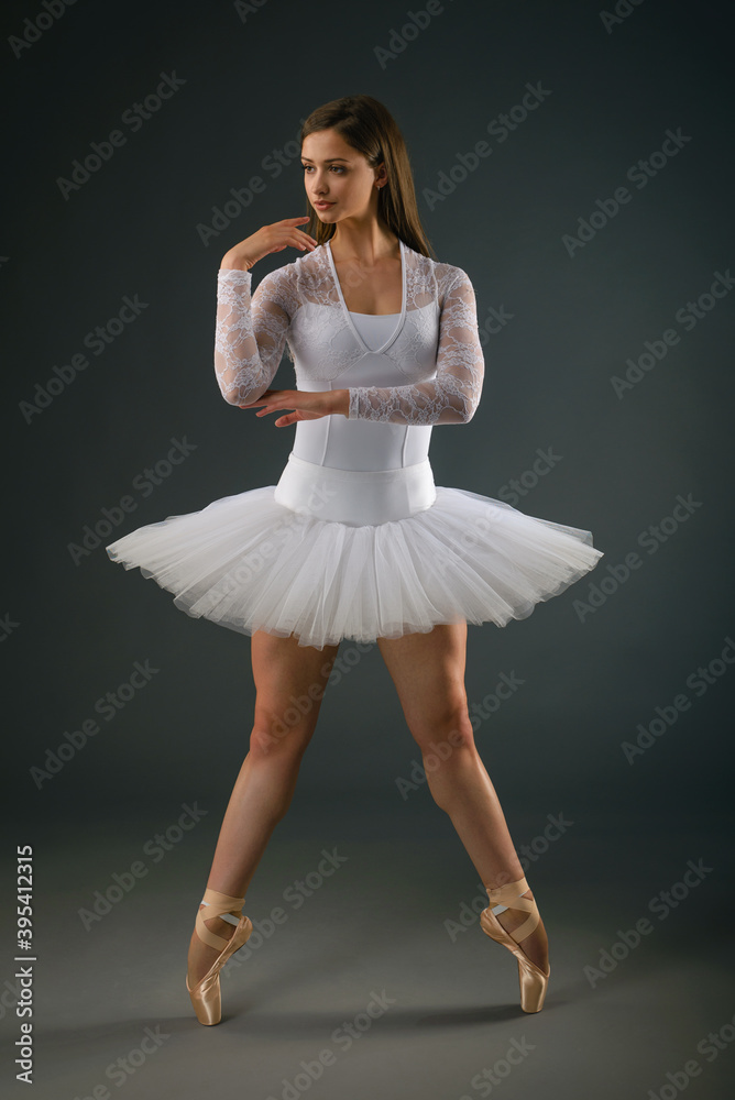 Naklejka premium Ballerina in white tutu