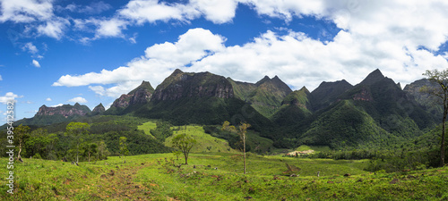 Beautiful nature landscape of the mountains called the region known as the valley of the pyramids, in the region of santa catarina, southern brazil