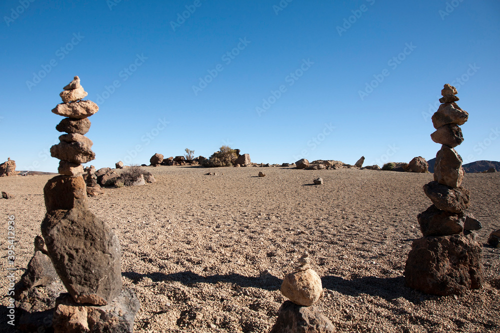 Pile of stones and desert background