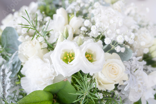 White wedding bouquet background