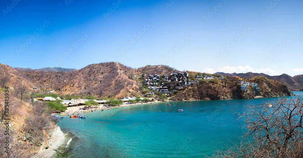 Panoramic view of Taganga Bay in Colombia