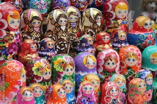 colorful matryoshka dolls, painted wooden dolls, folk toys