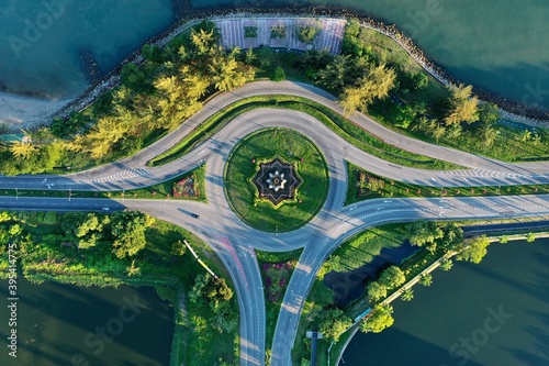 aerial view of roundabout - Birds eye view of Junction 