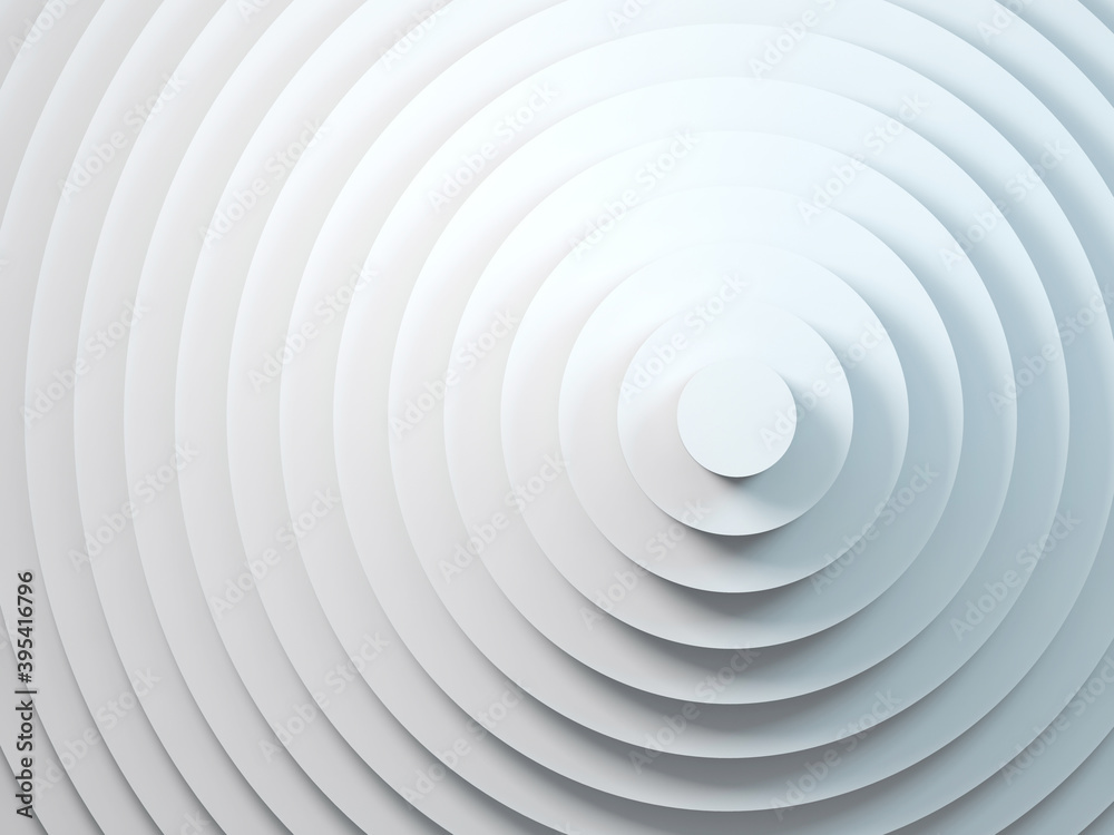 Obraz premium White concentric circles installation, 3d render