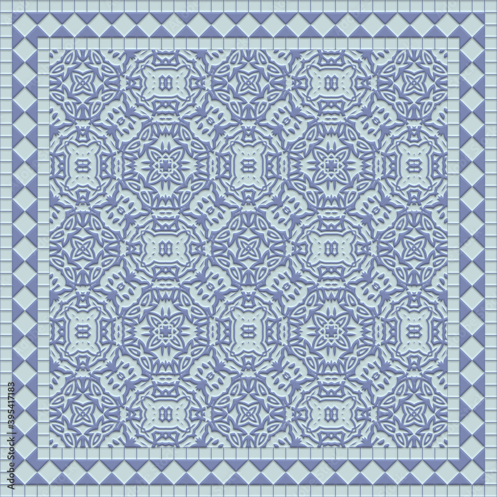 Abstract tile decor- design wall. Mosaic- art 3d illustration Abstract tile decor- design wall. Mosaic- art 3d illustration