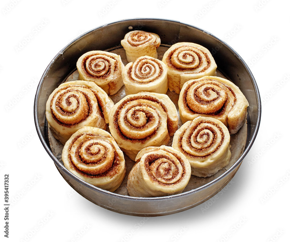 Fototapeta premium Fresh raw cinnamon rolls