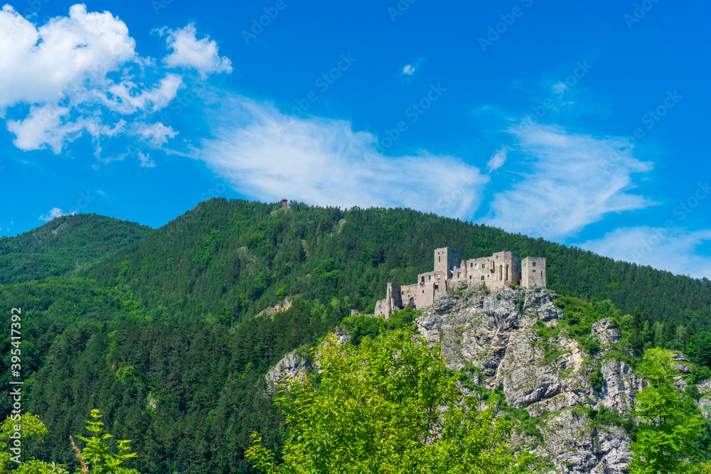 strecno castle in summer mountain landscape in slovakia