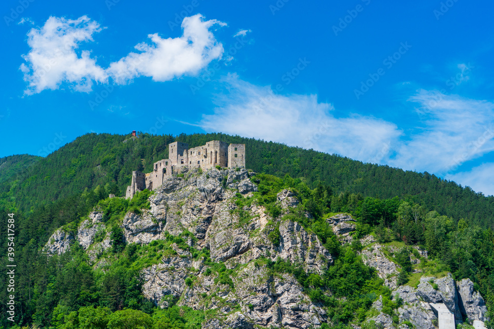 strecno castle in summer mountain landscape in slovakia