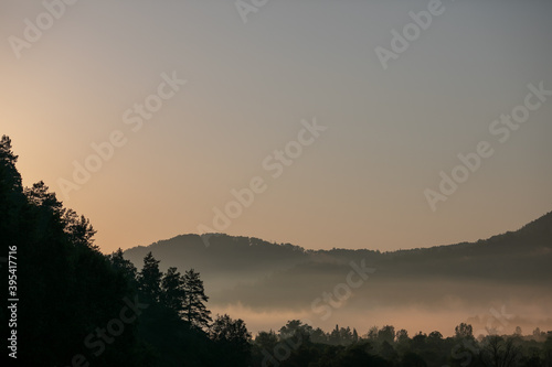 Foggy mountain landscape in British Columbia  Canada