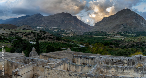 Ruins of the lower Monastery of Preveli (Monastery of St. John the Baptist), founded in the Middle Ages by a feudal lord named Prevelis, Southern Crete, Greece