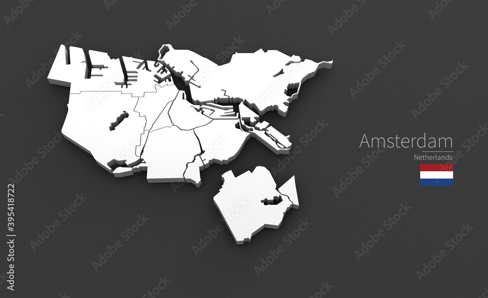 Amsterdam City Map. 3D Map Series of Cities in Netherlands.