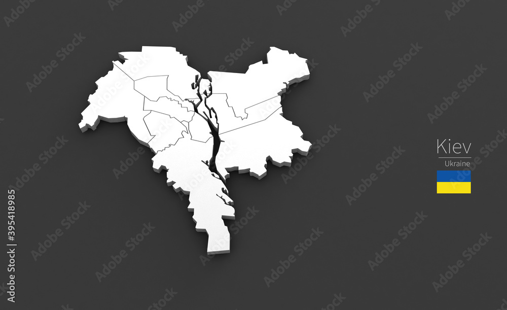 Kiev City Map. 3D Map Series of Cities in ukraine.