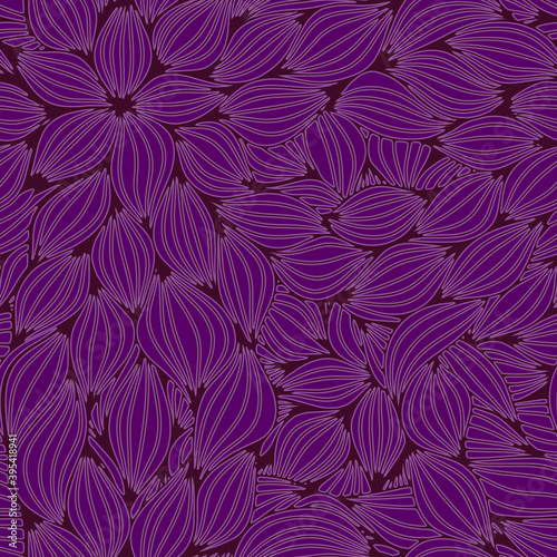 Full seamless floral pattern purple texture illustration. Halftone flower leaf design for fabric print. Suitable for fashion use.