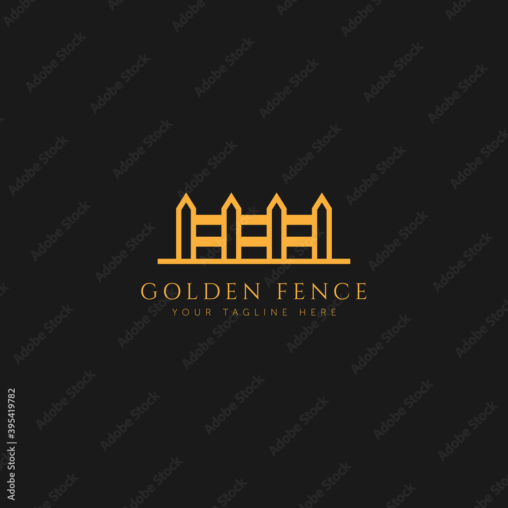 Fototapeta premium minimalist fence logo vector illustration design, premium line art logo template