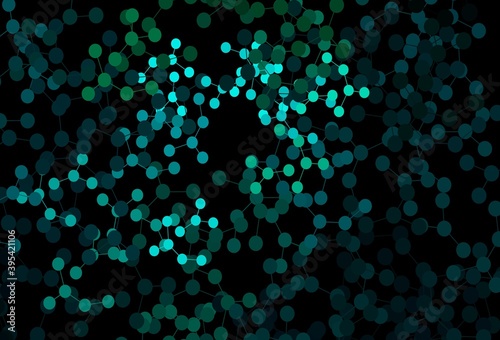 Dark Blue, Green vector pattern with artificial intelligence network. © smaria2015