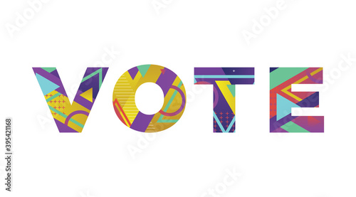 Vote Concept Retro Colorful Word Art Illustration