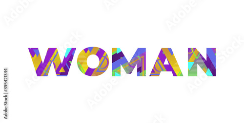 Woman Concept Retro Colorful Word Art Illustration