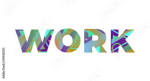 Work Concept Retro Colorful Word Art Illustration