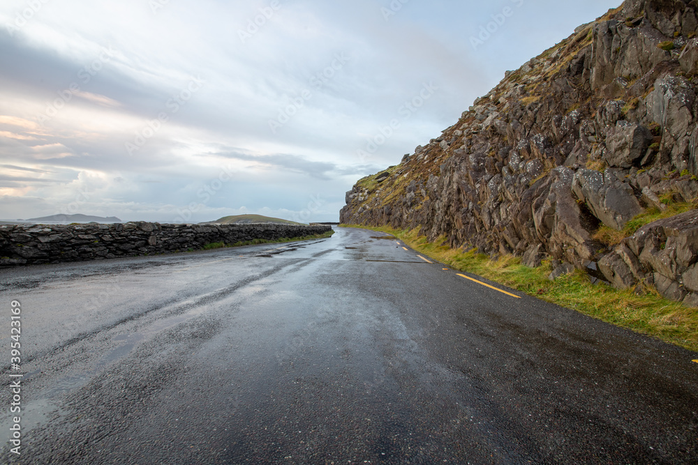empty coastal road in Ireland